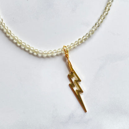 Yellow Topaz and Lightening Bolt Necklace