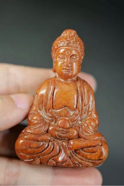 Natural Brownish Red Jade Buddha Figurine