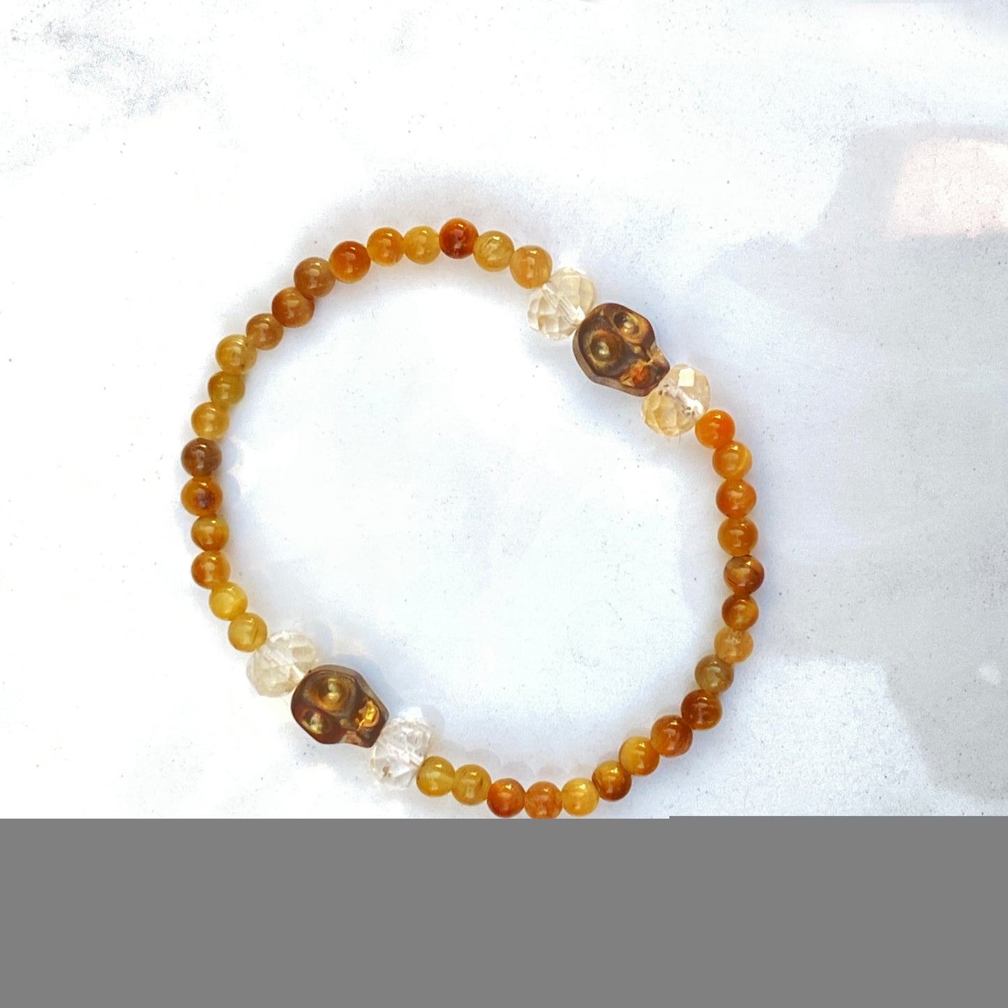 Tiger eye, Citrine, Gold Hematite gemstone stretch bracelet