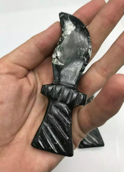 Natural Black Zebra Jasper gemstone ornament Knife