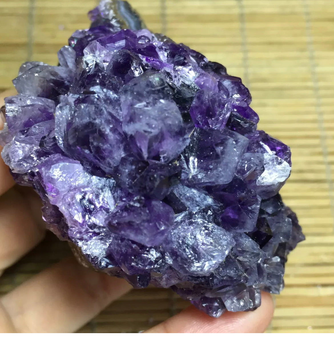 Natural Amethyst geode quartz cluster crystal specimen energy