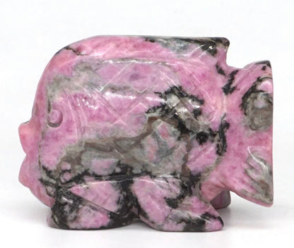 Natural Rhodonite gemstone carved Fish figurine