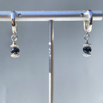 Black diamond and sterling silver dangle earrings