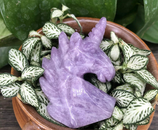 Natural Ussungite purple gemstone carved Unicorn