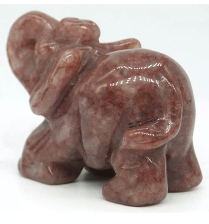 Natural Strawberry Quartz gemstone carved Elephant