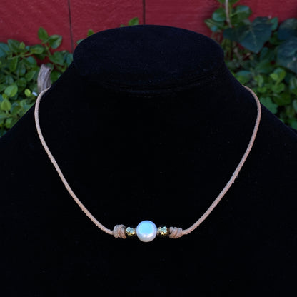 Genuine Pearl Leather Necklace