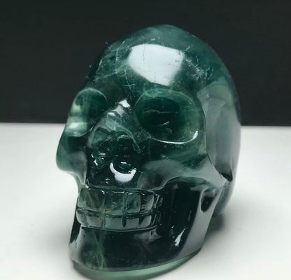 Fluorite gemstone. Hand-carved.  Exquisite Skull