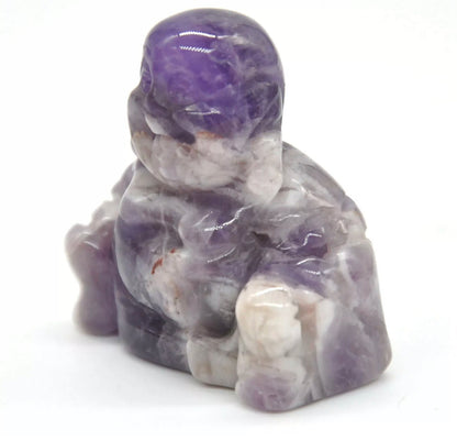 Natural Amethyst Crystal Laughing Buddha