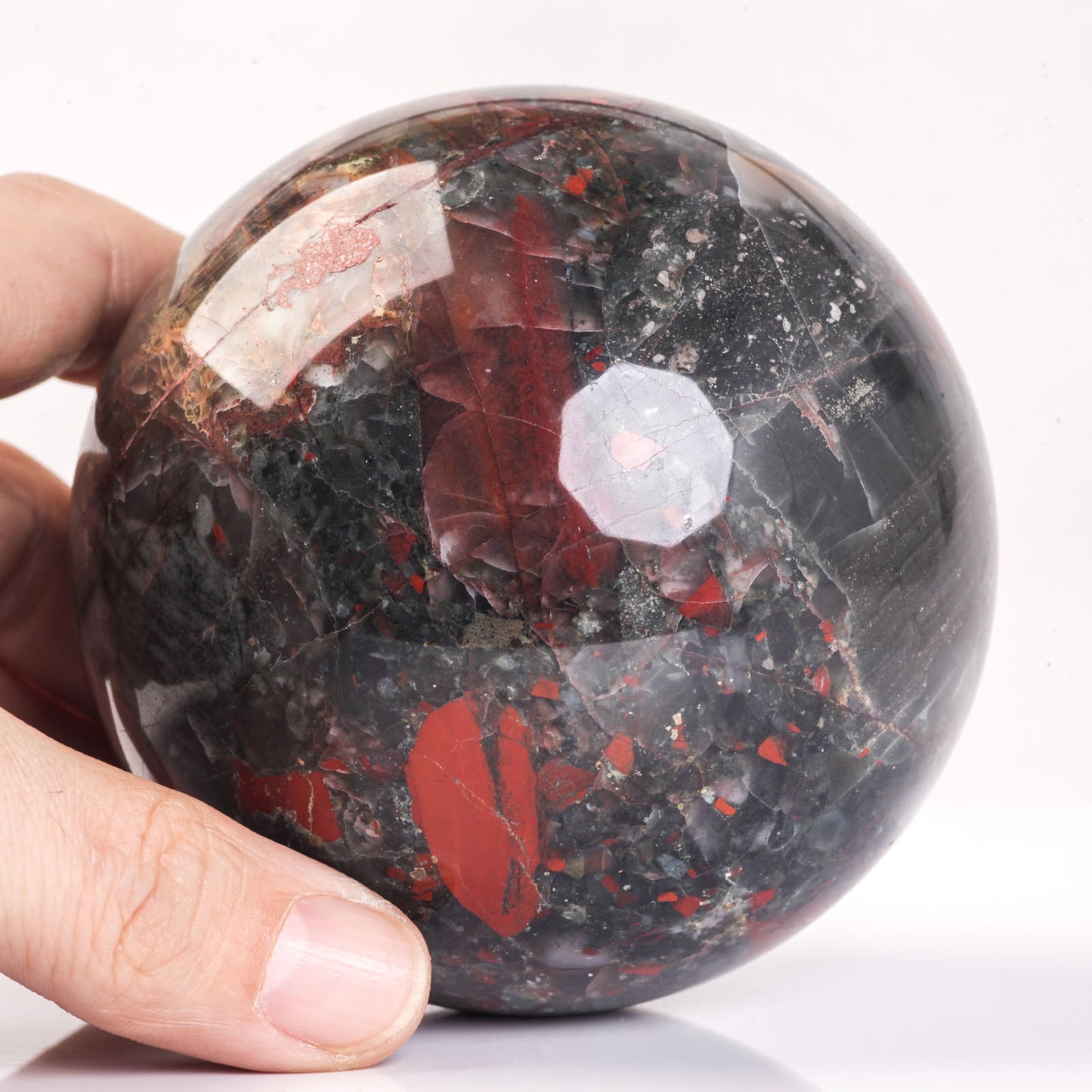 Natural African Bloodstone semiprecious gemstone crystal ball sphere reiki healing