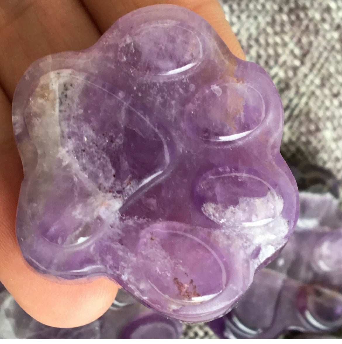 Natural Dreamy amethyst gemstone carved paw 1pc