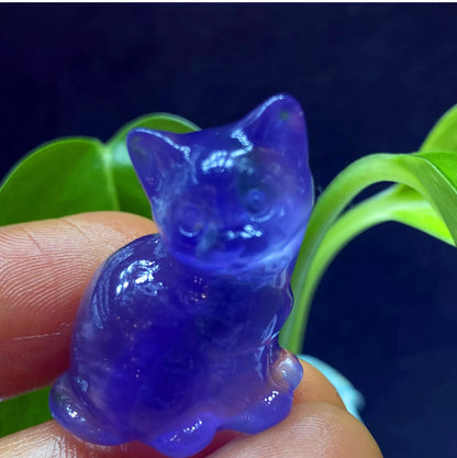 Natural Fluorite Kitty Cat Crystal Figurine