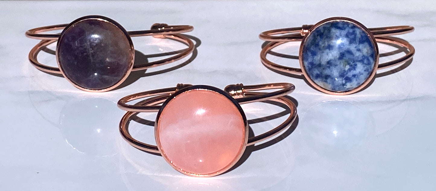 Gemstone rosegold Cuff Bracelets