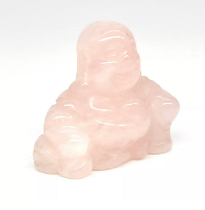 Natural Rose Quartz Crystal Laughing Buddha