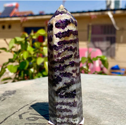 Natural Fluorite gemstone Crystal obelisk tower point wand