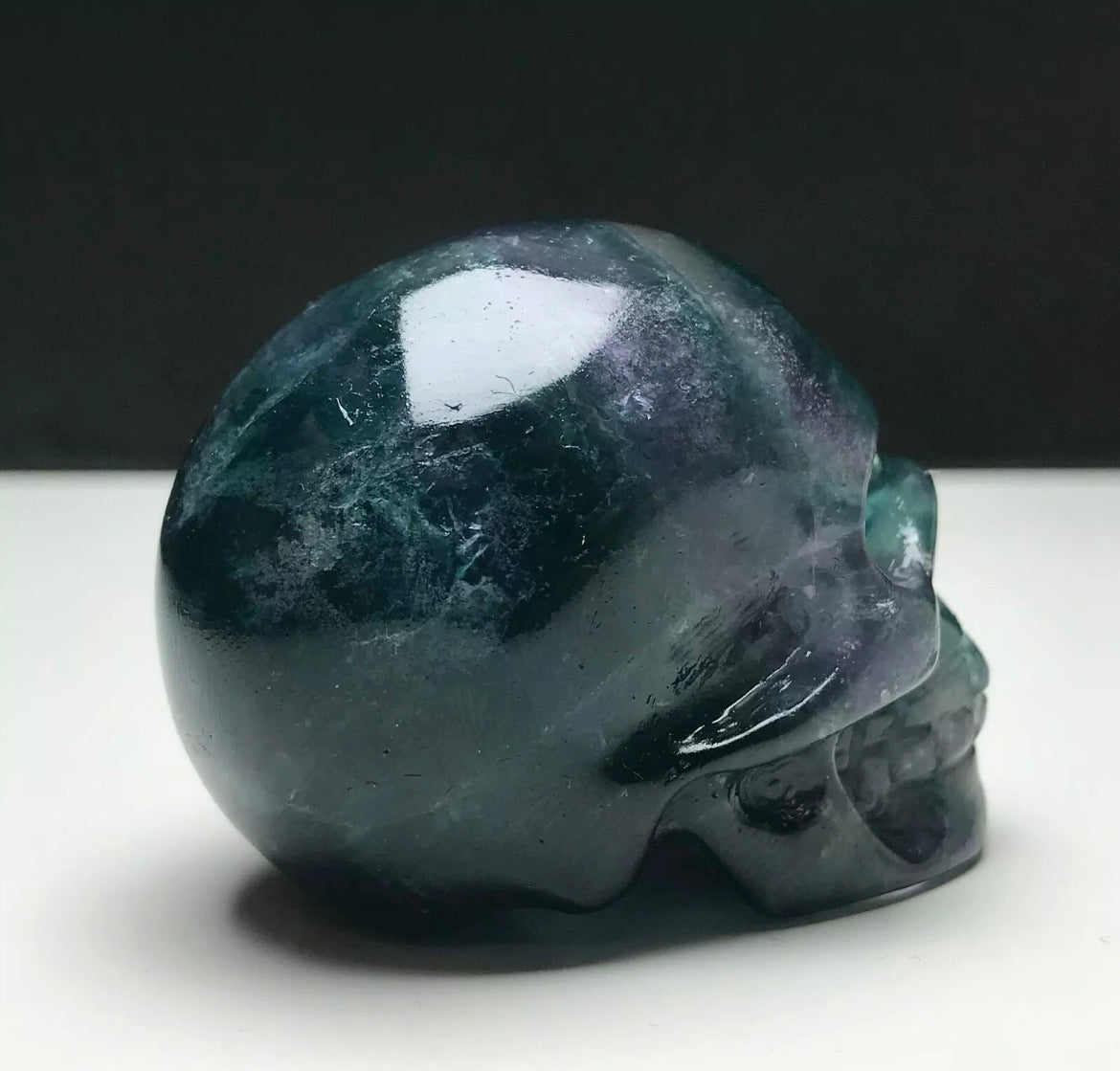 Fluorite gemstone carved Skull