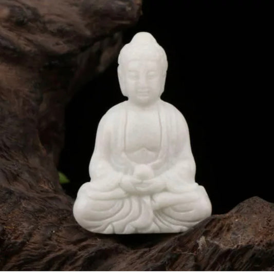 Natural White Jade gemstone Buddha figurine