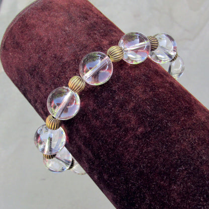 Clear Quartz and Brass Bracelet