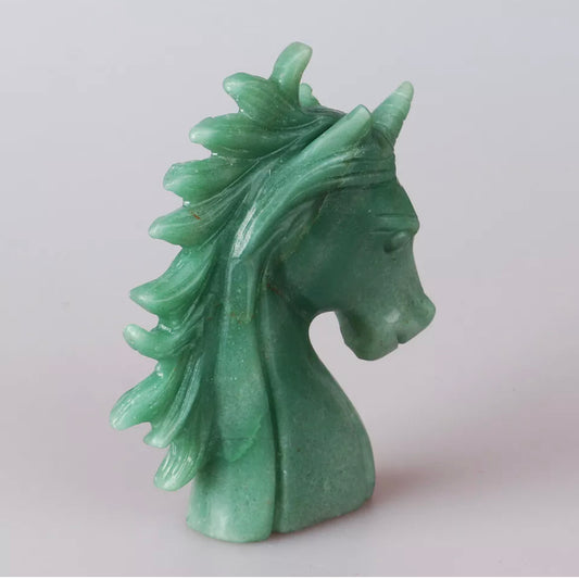 Natural Green Aventurine Unicorn Head