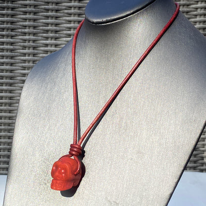 Cherry Quartz gemstone Skull Necklace