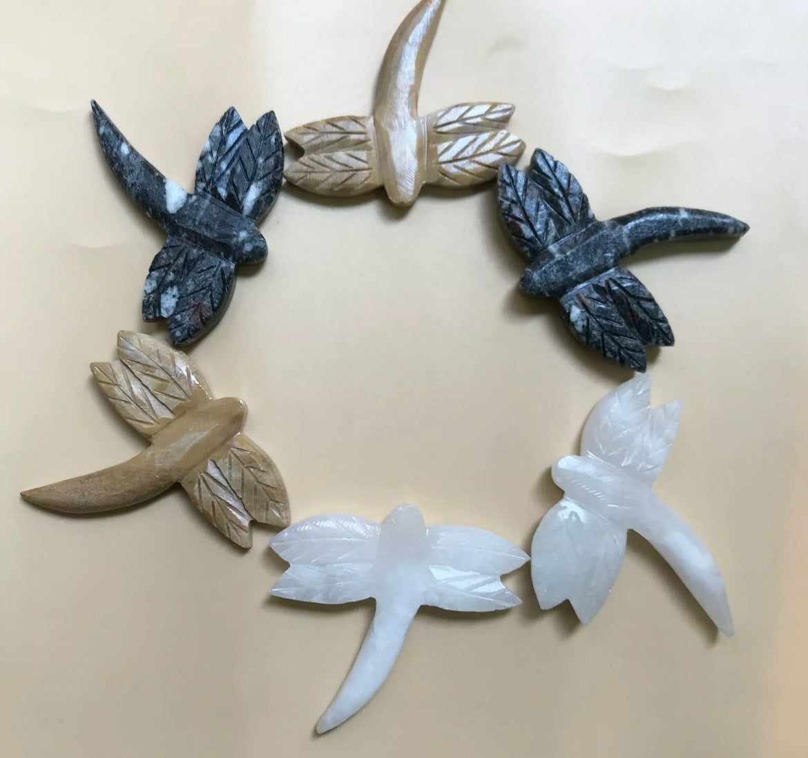 Gemstone Carved Dragon Flies