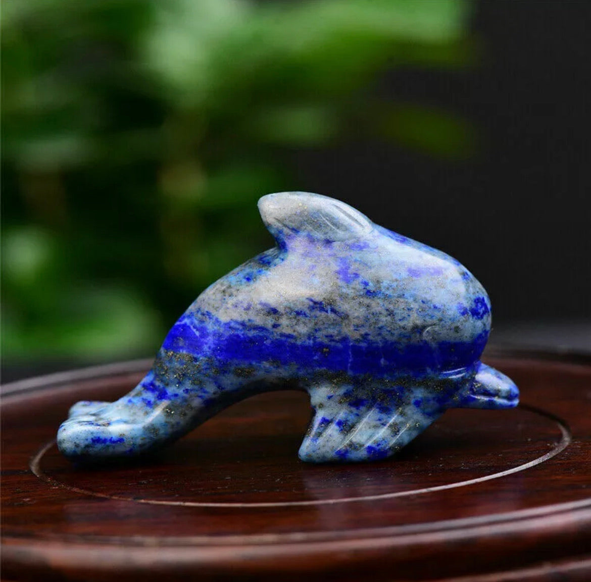Natural Lapis Lazuli gemstone carved Dolphin