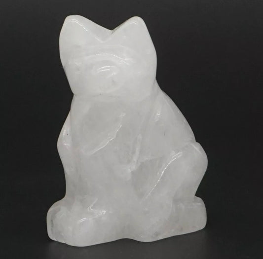 Natural clear Quartz cat