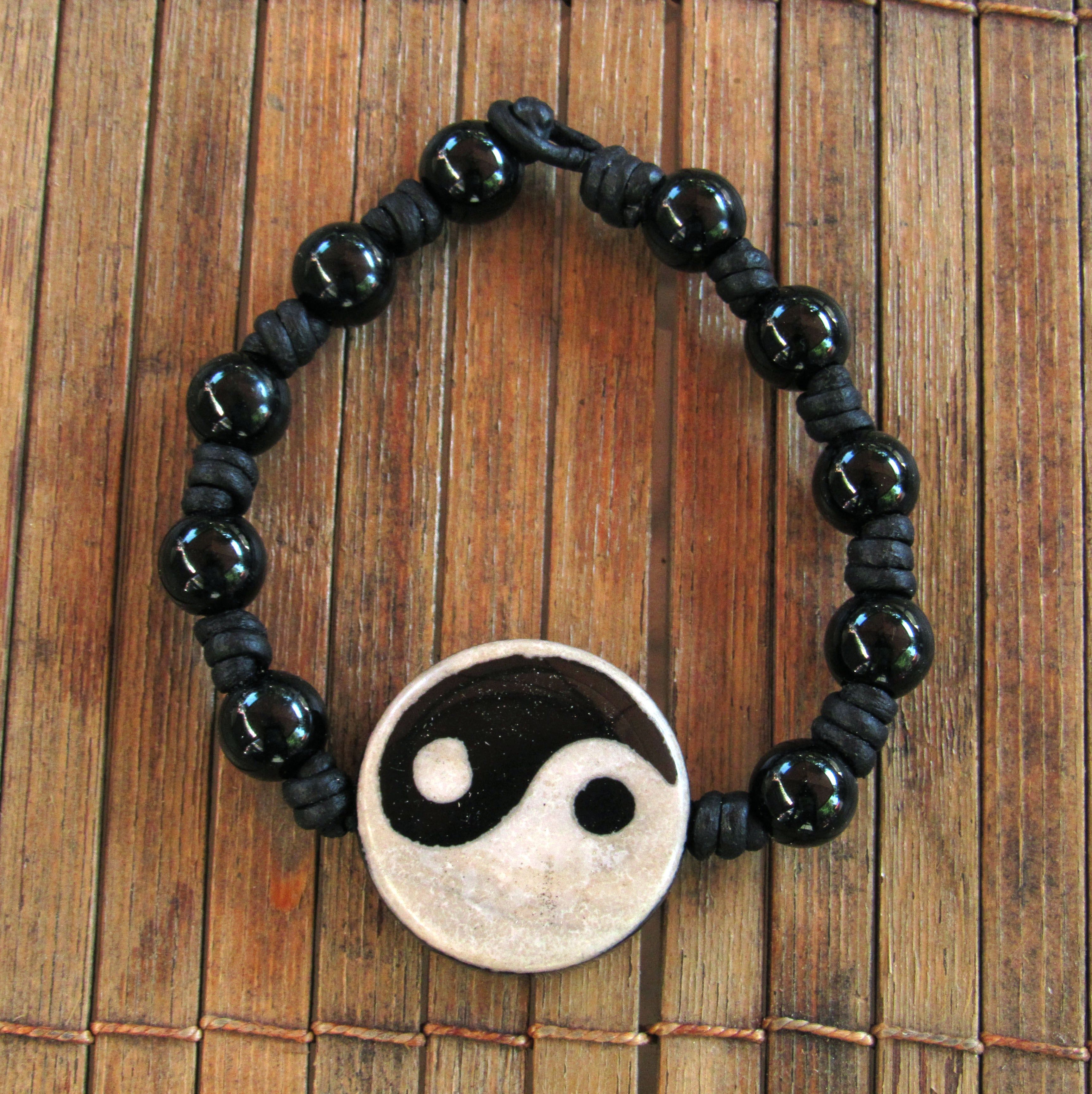 Yin yang leather on sale bracelet