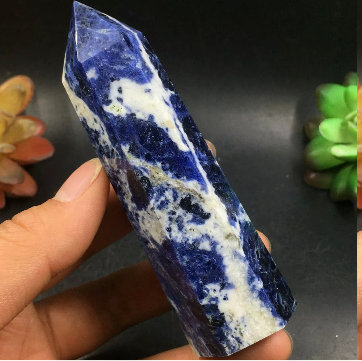 Natural blue Sodalite gemstone Wand