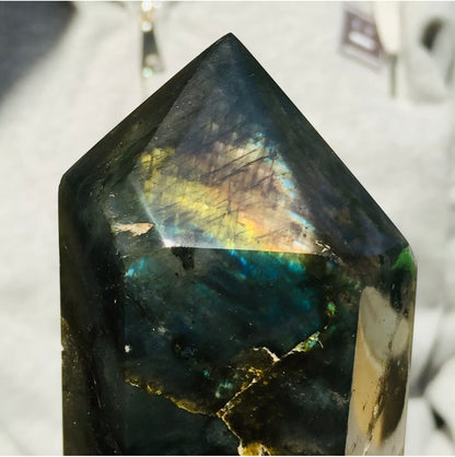 Natural Labradorite Tower Point healing energy obelisk