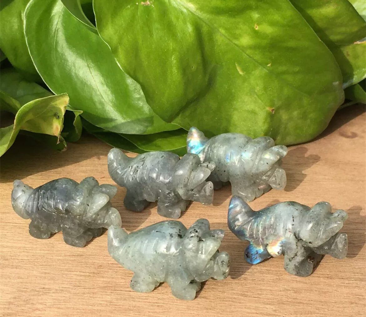 Natural Labradorite Crystal Dinosaur Figurine