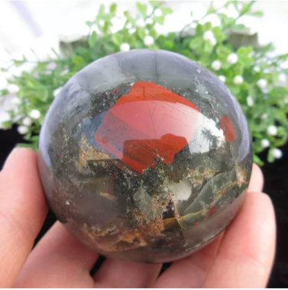 Natural African Bloodstone sphere semiprecious crystal gemstone