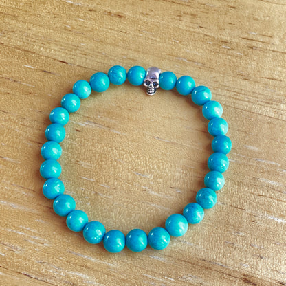 Turquoise and Sterling Silver Skull Bracelet