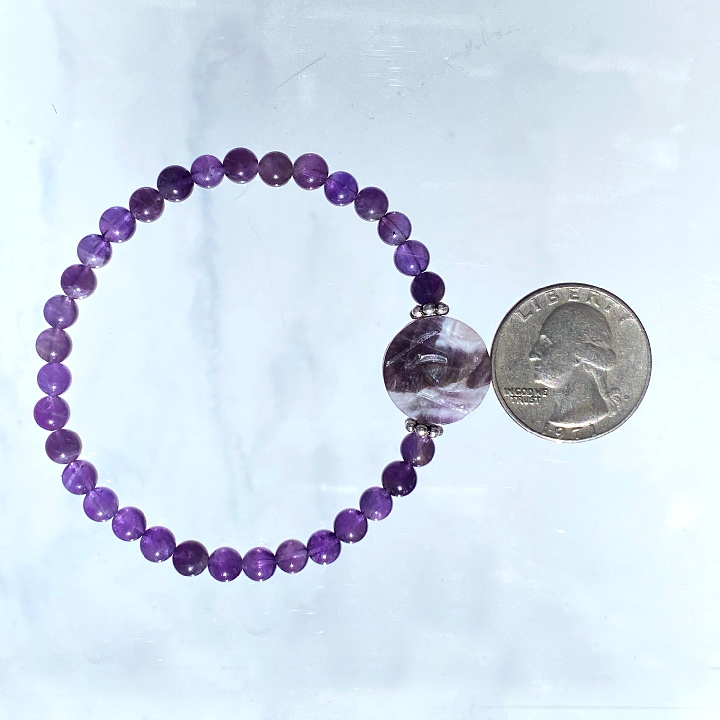 Amethyst gemstone Flower and Copper Bracelet