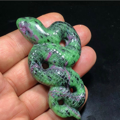 Natural Zoisite gemstone Quartz hand carved Snake