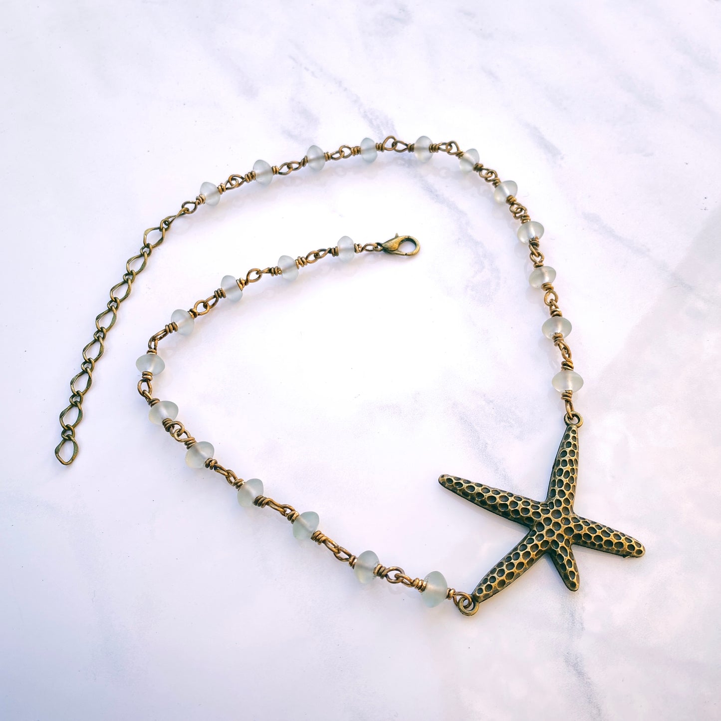 Starfish and Quartz gemstone Choker Necklace