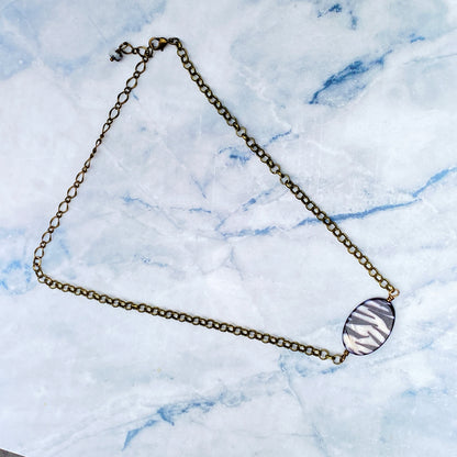 Zebra Print Mother of Pearl Choker/Necklace