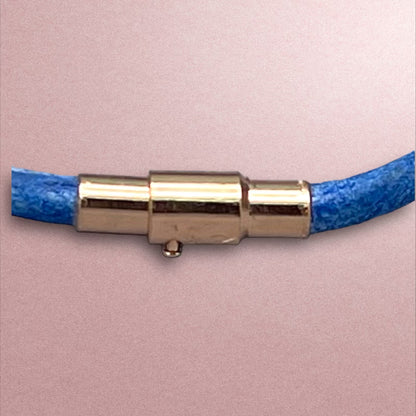 Blue Agate gemstone Leather Bracelet