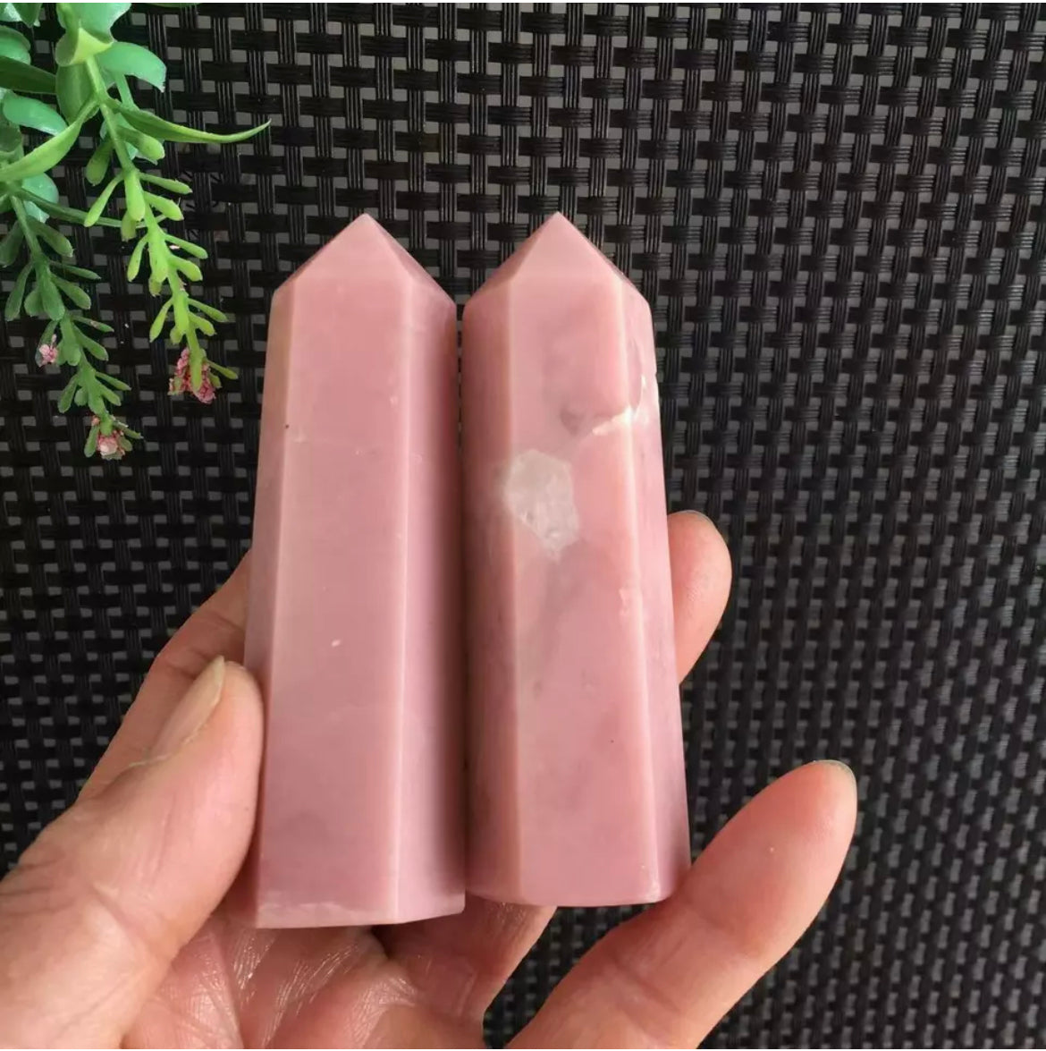 Natural Pink Opal gemstone Crystal Wand Point