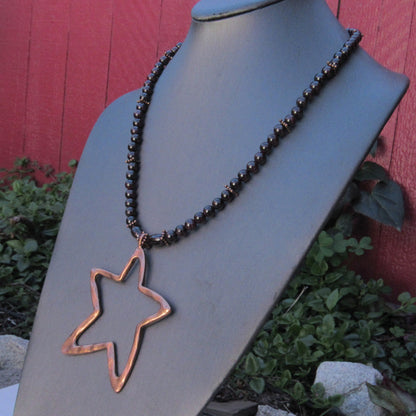Garnet gemstone with Copper Star pendant Necklace