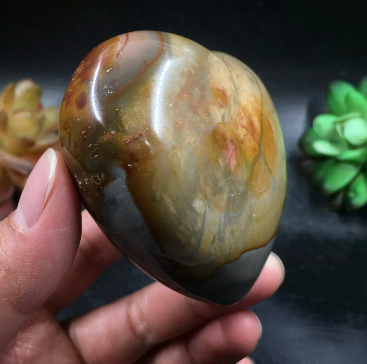 Natural polychrome Jasper gemstone Heart