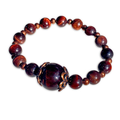 Red Tiger’s Eye gemstone and Copper stretch bracelet