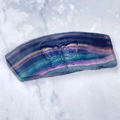 Natural Rainbow Fluorite Butterfly With Stand