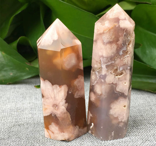 Natural Cherry Blossom Agate Wand Point