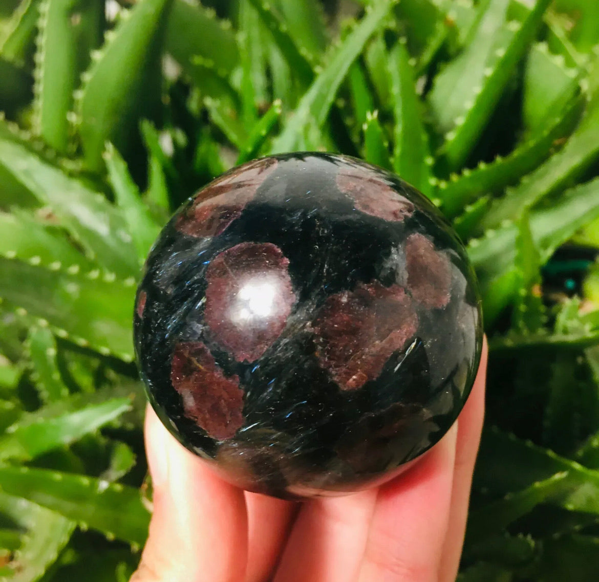 Natural garnet gemstone fireworks ball