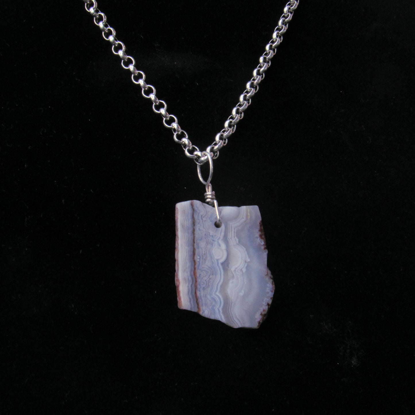 Crazy Lace Agate gemstone on Sterling Silver Chain