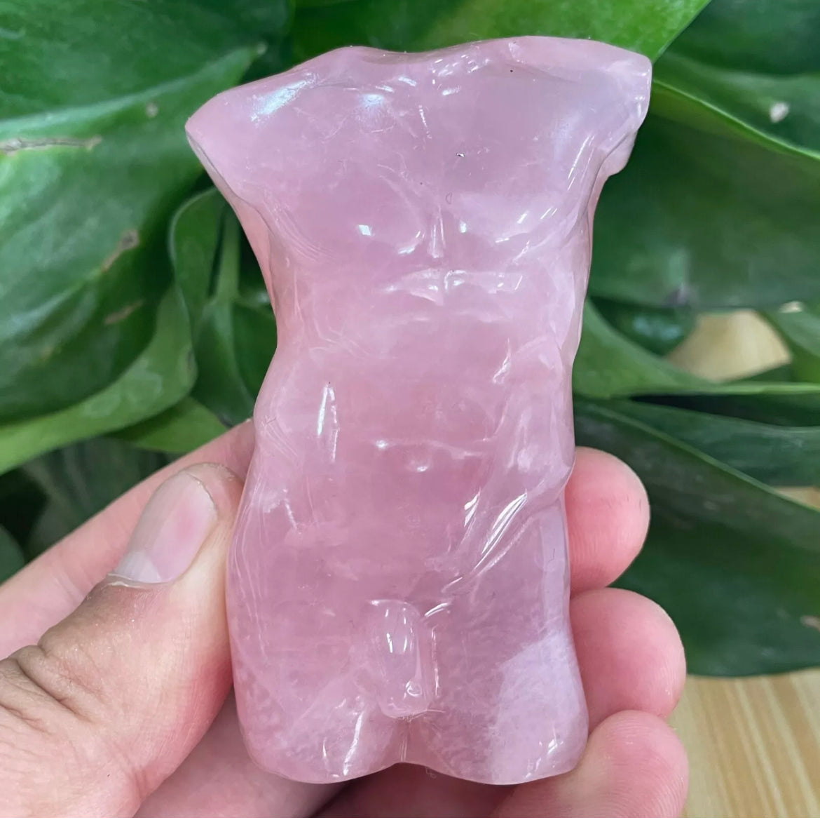 Genuine Natural pink rose quartz male model carved crystal