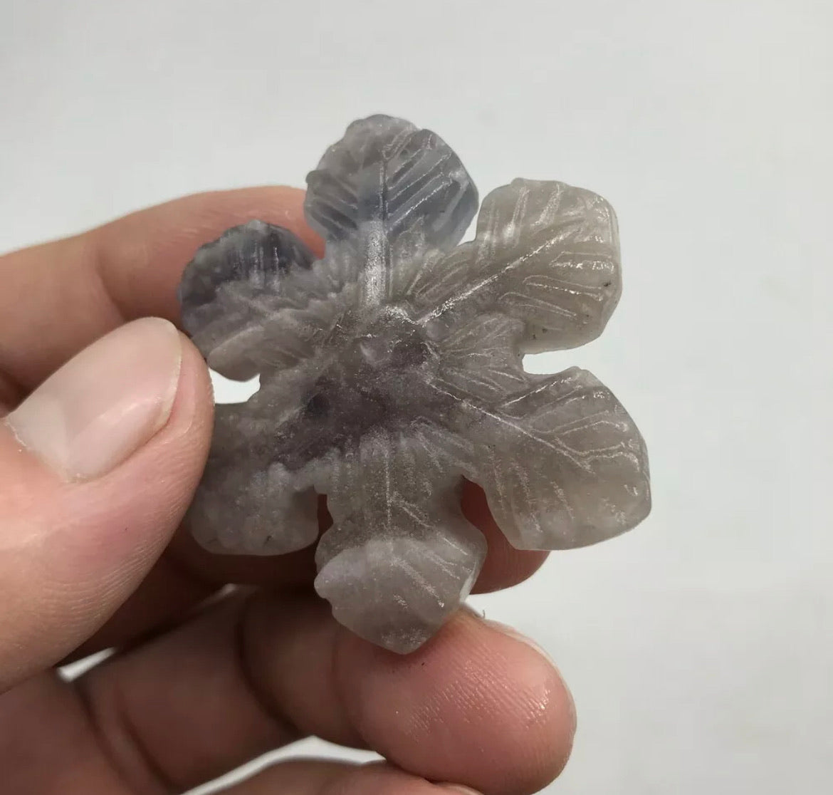 Natural fluorite crysyal hand-carved  snowflake