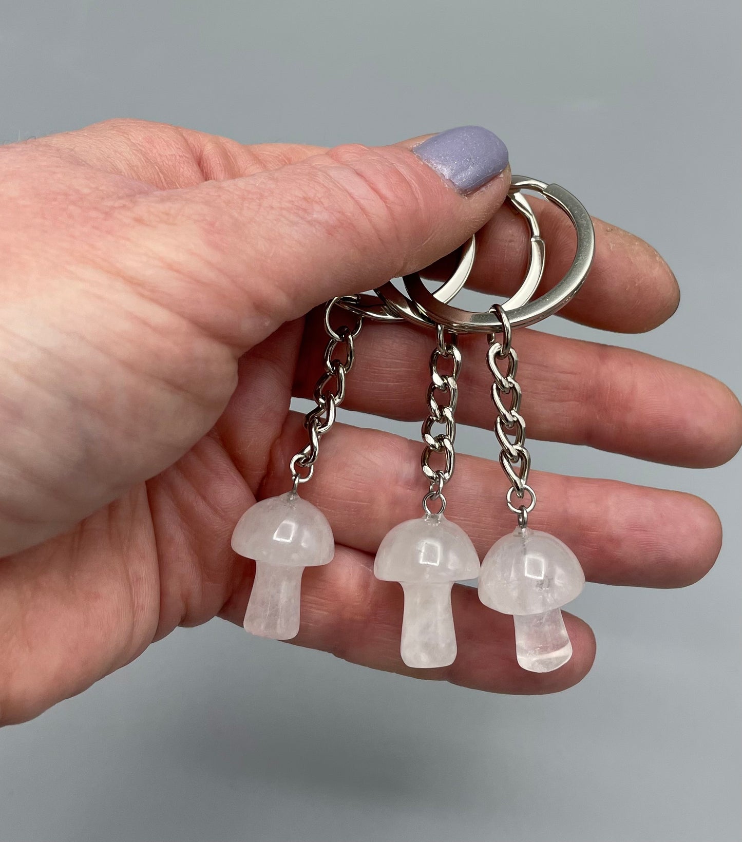 Clear Quartz Mushroom Keychain