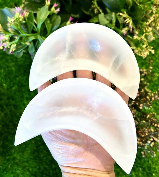 Selenite moon jewelry dish