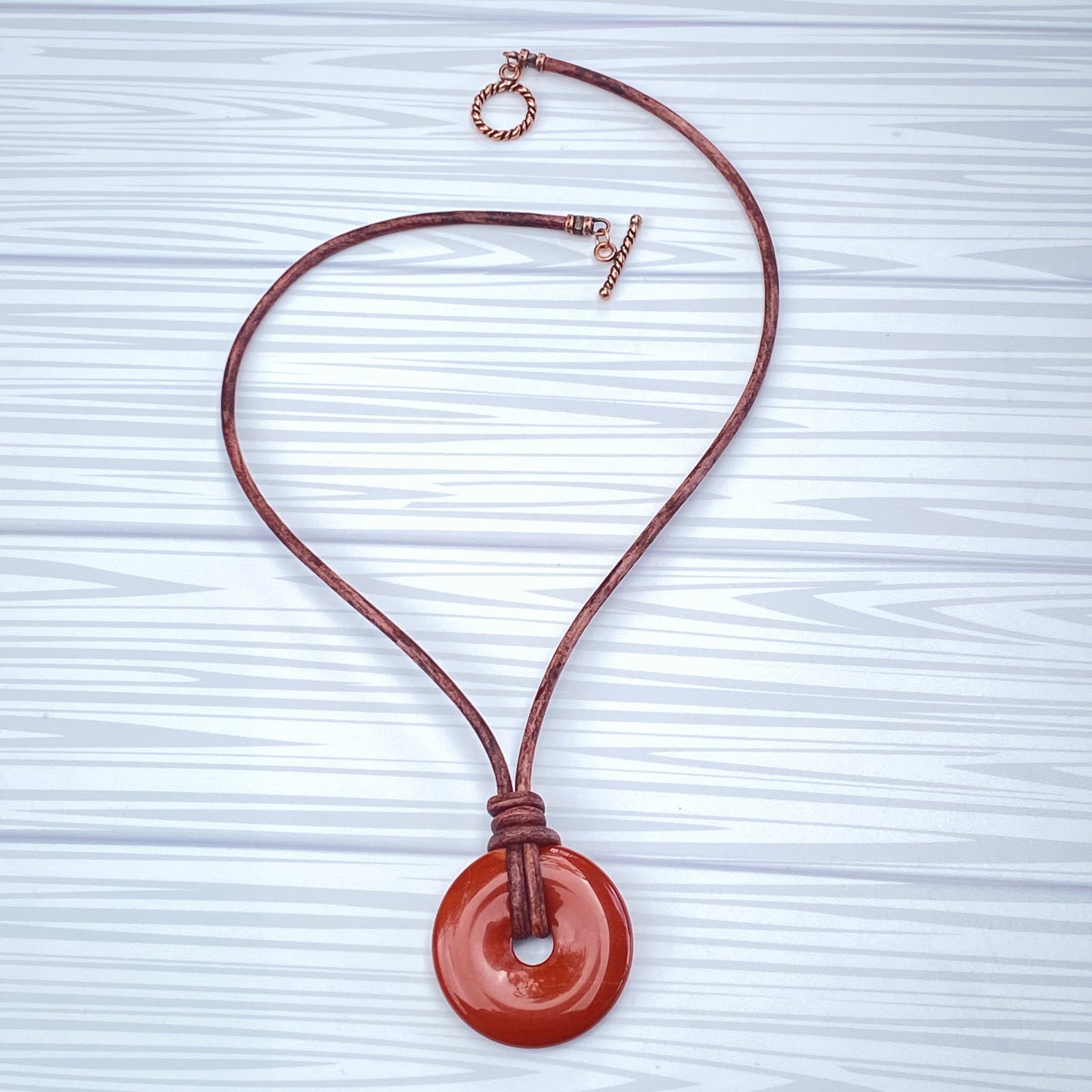 Red Jasper gemstone Leather Necklace